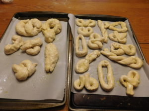 Shapes kids made with the soft baked pretzel dough