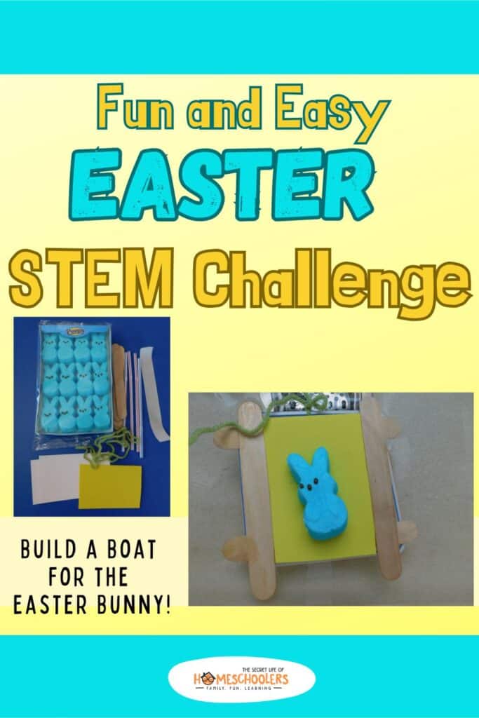 Easter boat challenge pin with picture of bunny peeps