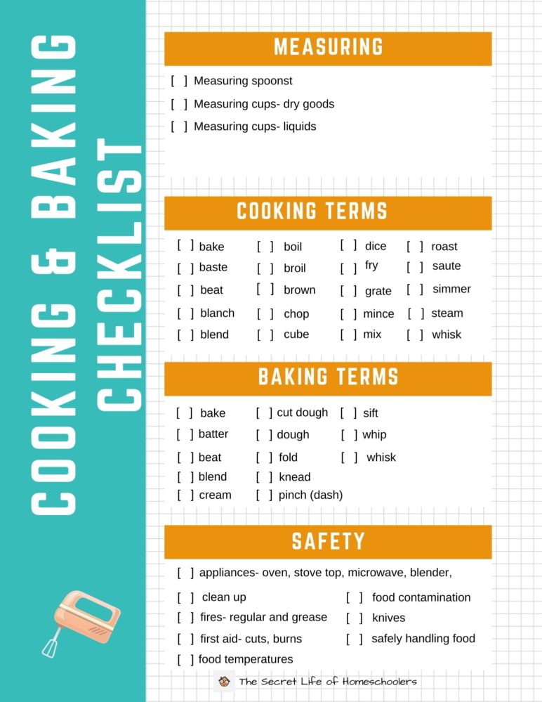 The Basic Cooking Skills You Need To Teach Your Kids   Cooking And Baking Checklist PDF 1 772x999 