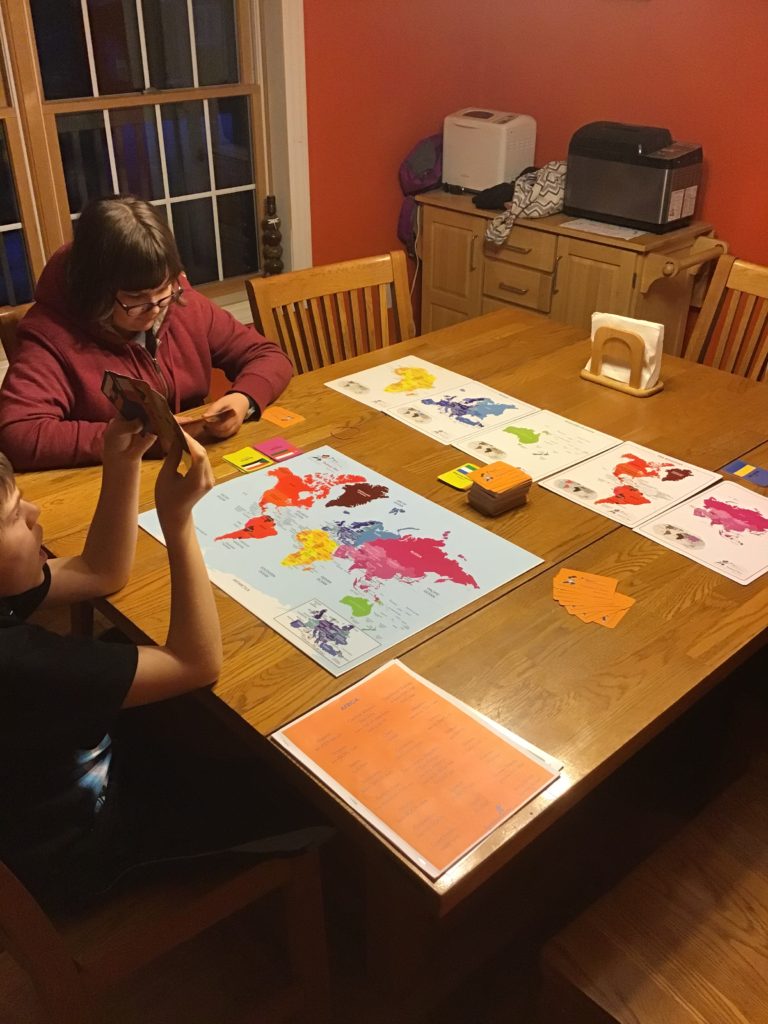 Geography game, family game night