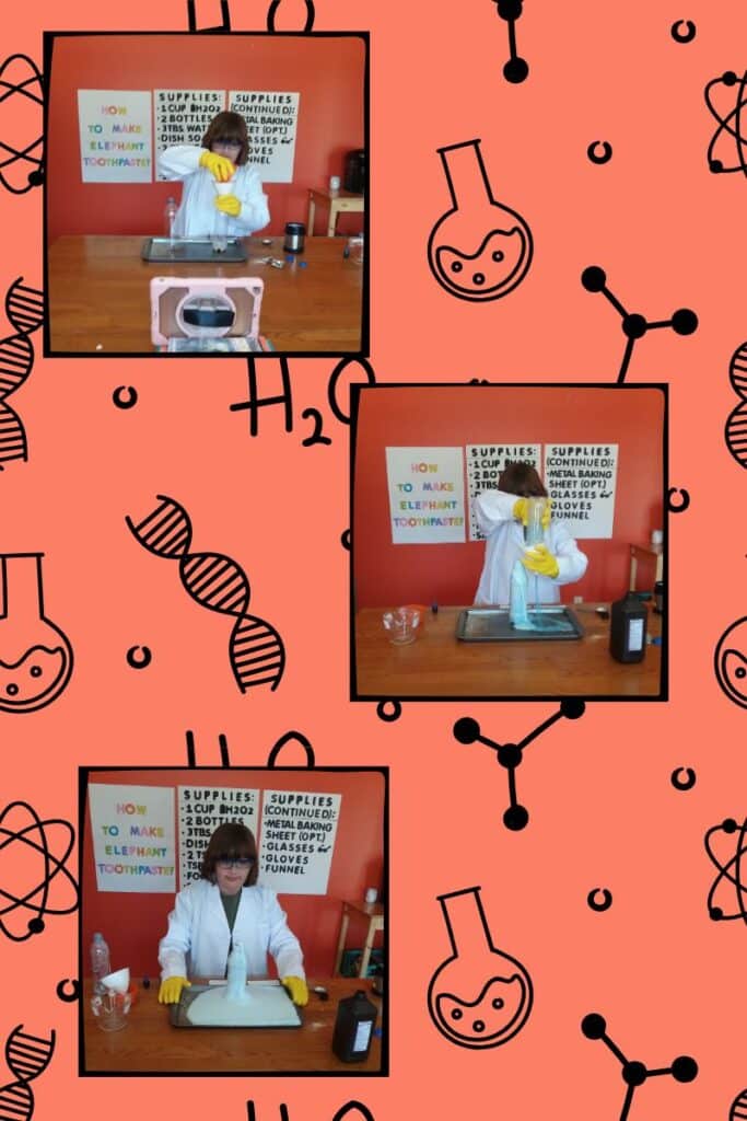 elephant toothpaste science experiment in action