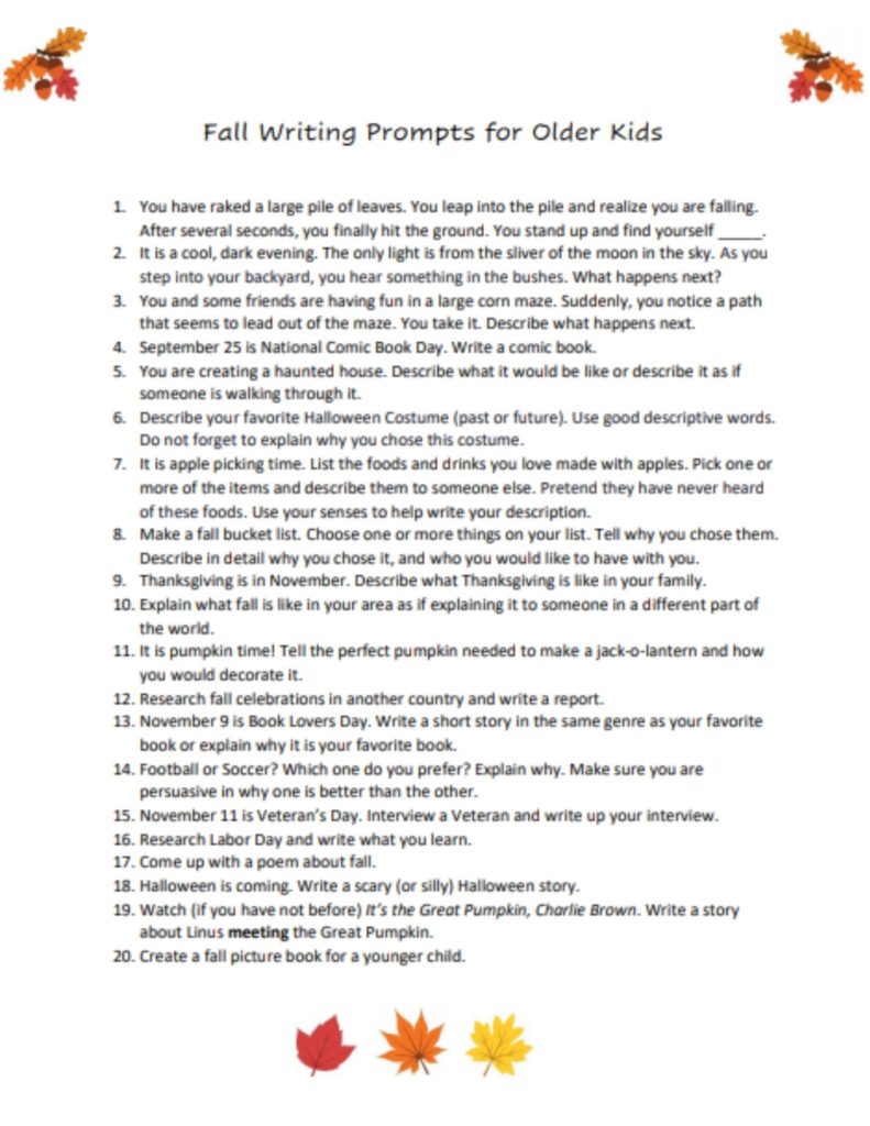 fall writing prompts