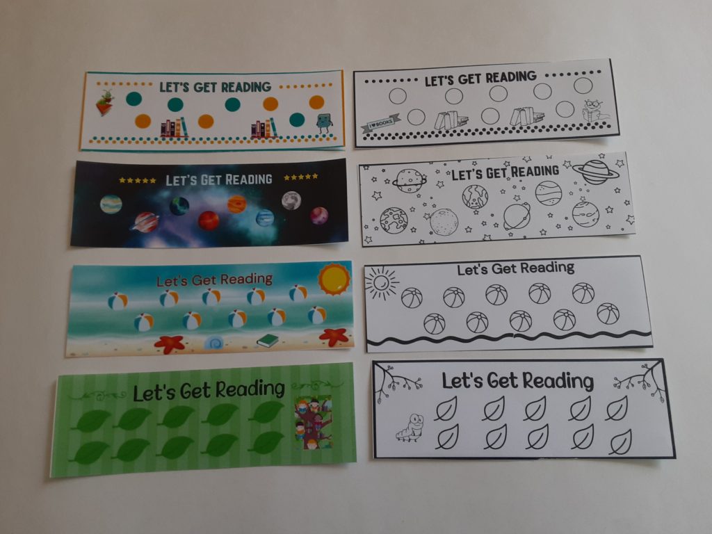 Summer Reading Bookmark Tracker color and black and white