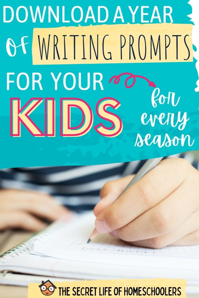 writing prompts for kids; kid writing in notebook