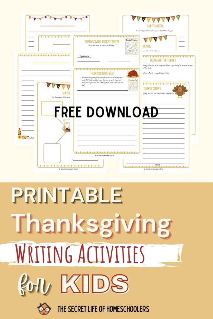 Thanksgiving writing activities for kids, printables