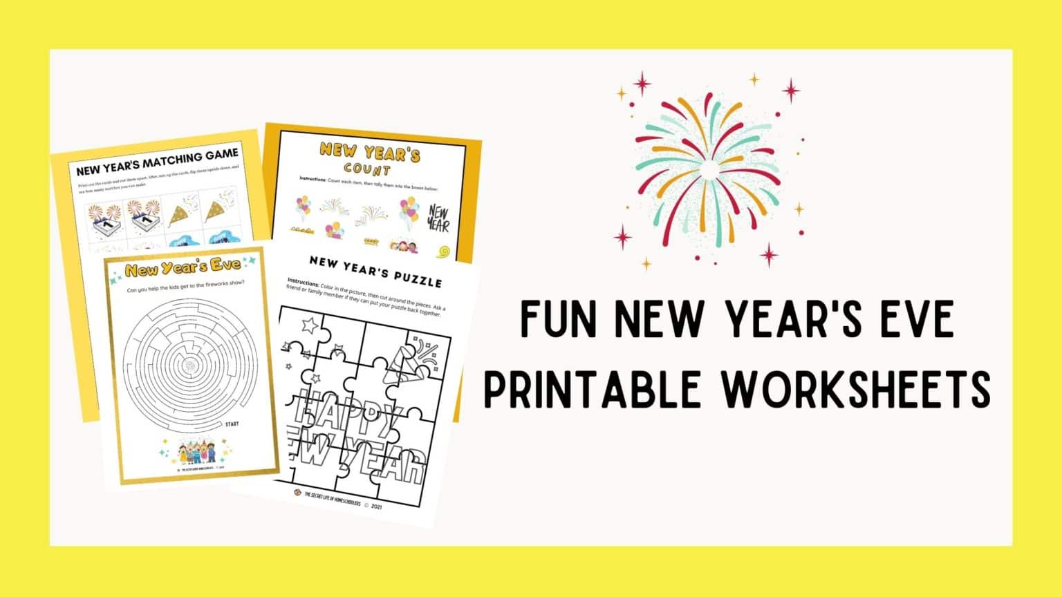 Fun New Year's Eve Printable Worksheets for Kids - The Secret Life of ...