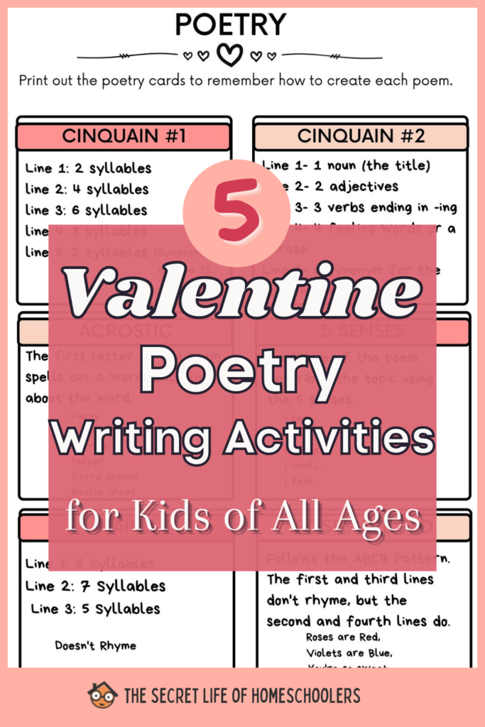 Valentine's Day Poetry Activities pin with poetry cards