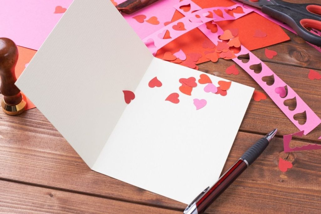 blank Valentine card for Valentine's Day poetry activities