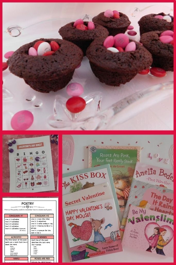 collage of Valentine's Day activities to do with Valentine's Day Math activities
