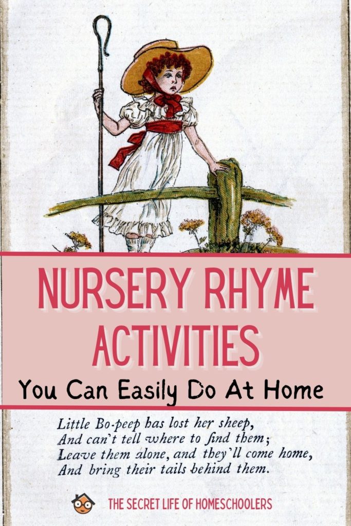 Nursery Rhyme Activities pin with Little Bo Peep nursery rhyme on it.