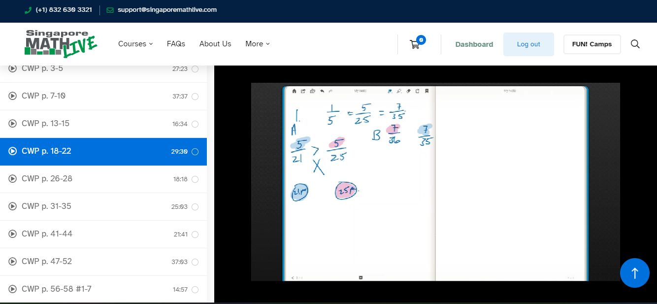 screenshot of a problem being worked through in Singapore Math Live