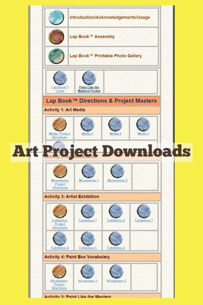 links to all the hands-on projects for this history curriculum
