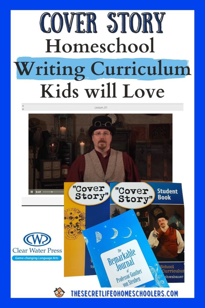 homeschool creative writing curriculum pin showing screenshot from program and books