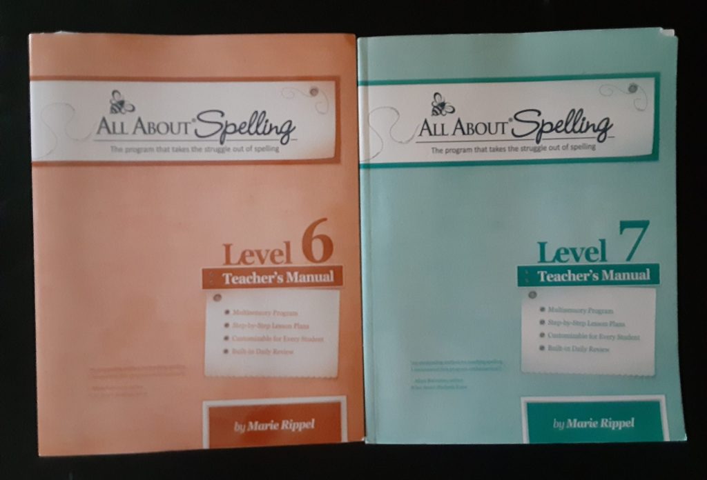 All About Spelling level 6 and level 7 spelling curriculum manuals