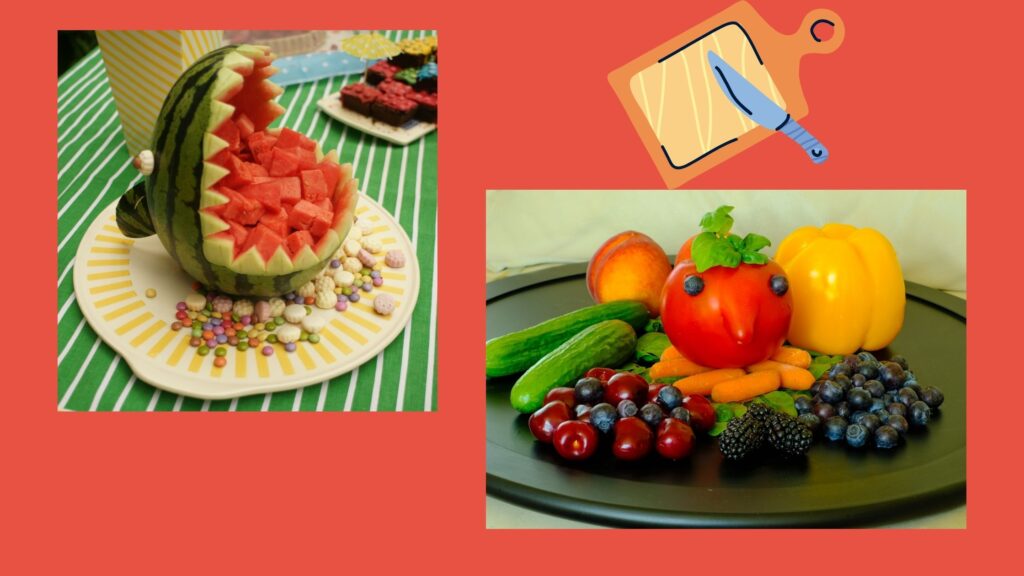 watermelon shark and fruit and veggie platter for a fun summer activity with teens