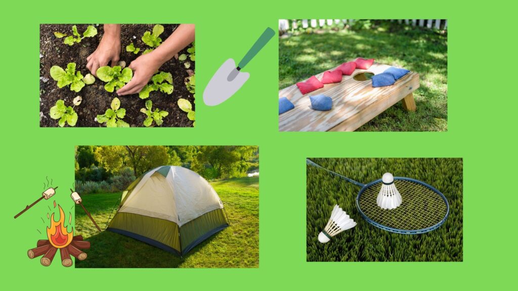 planting a garden, cornhole, tent in the backyard, backyard games for teens to try in the summer