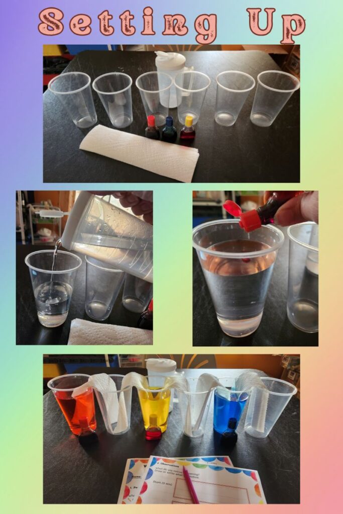 walking rainbow experiment set up photos
