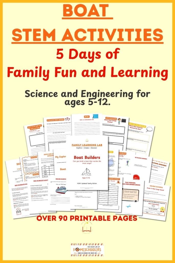 90 pages of boat STEM activities sample pages
