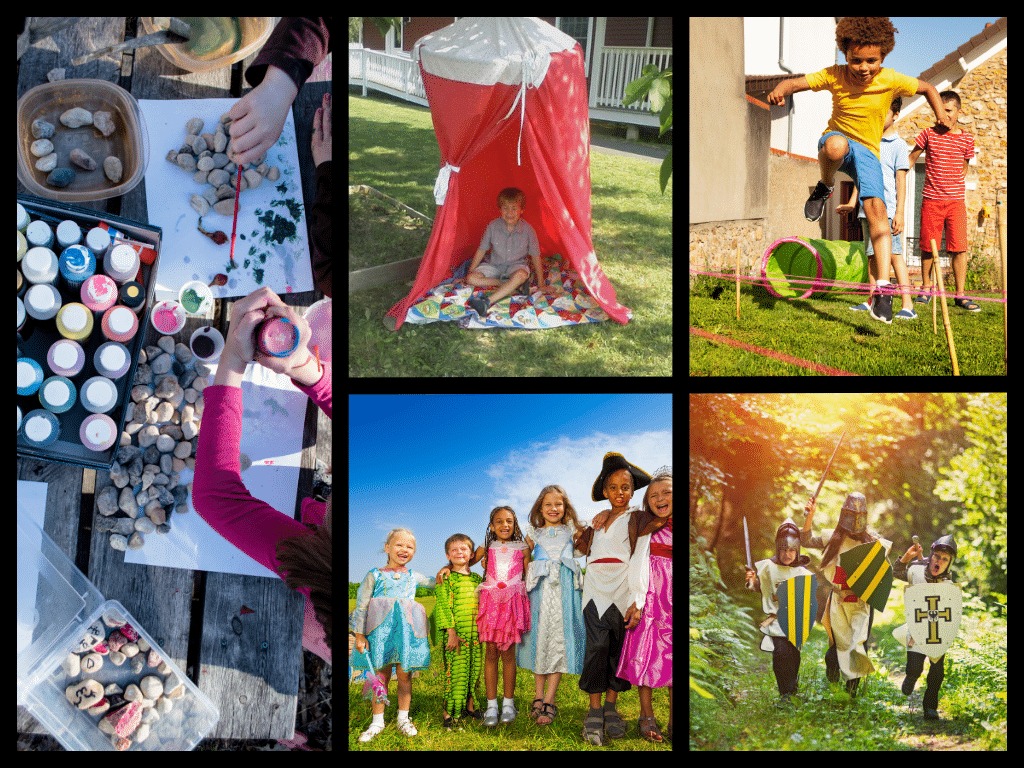 outdoor art station, reading, history reenactment outside, theater outside