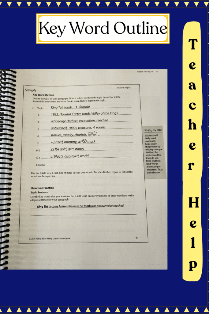 Keyword outline for middle school writing curriculum