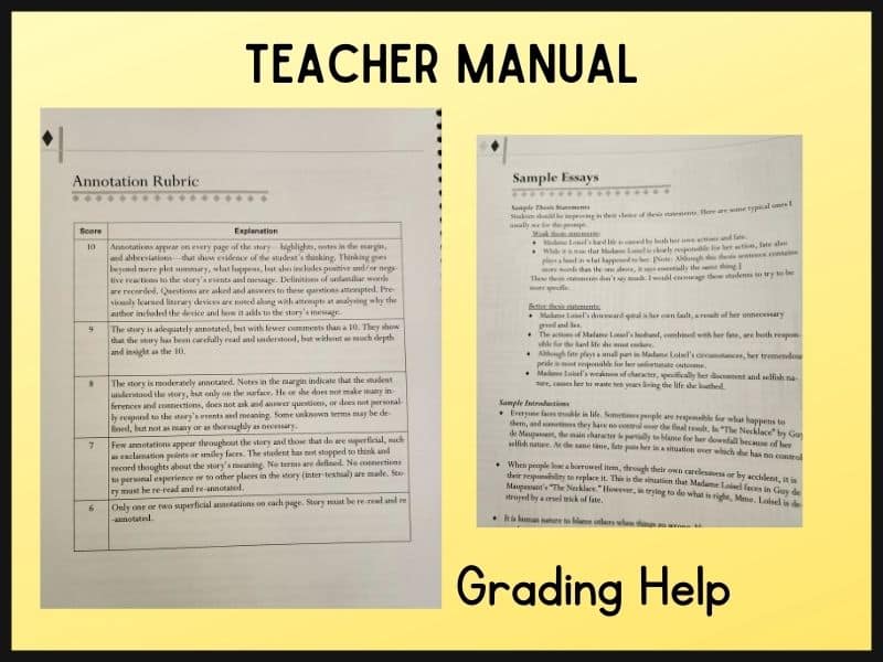 teacher help pages for high school literature curriculum