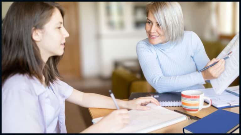 Parent and teen doing literary analysis