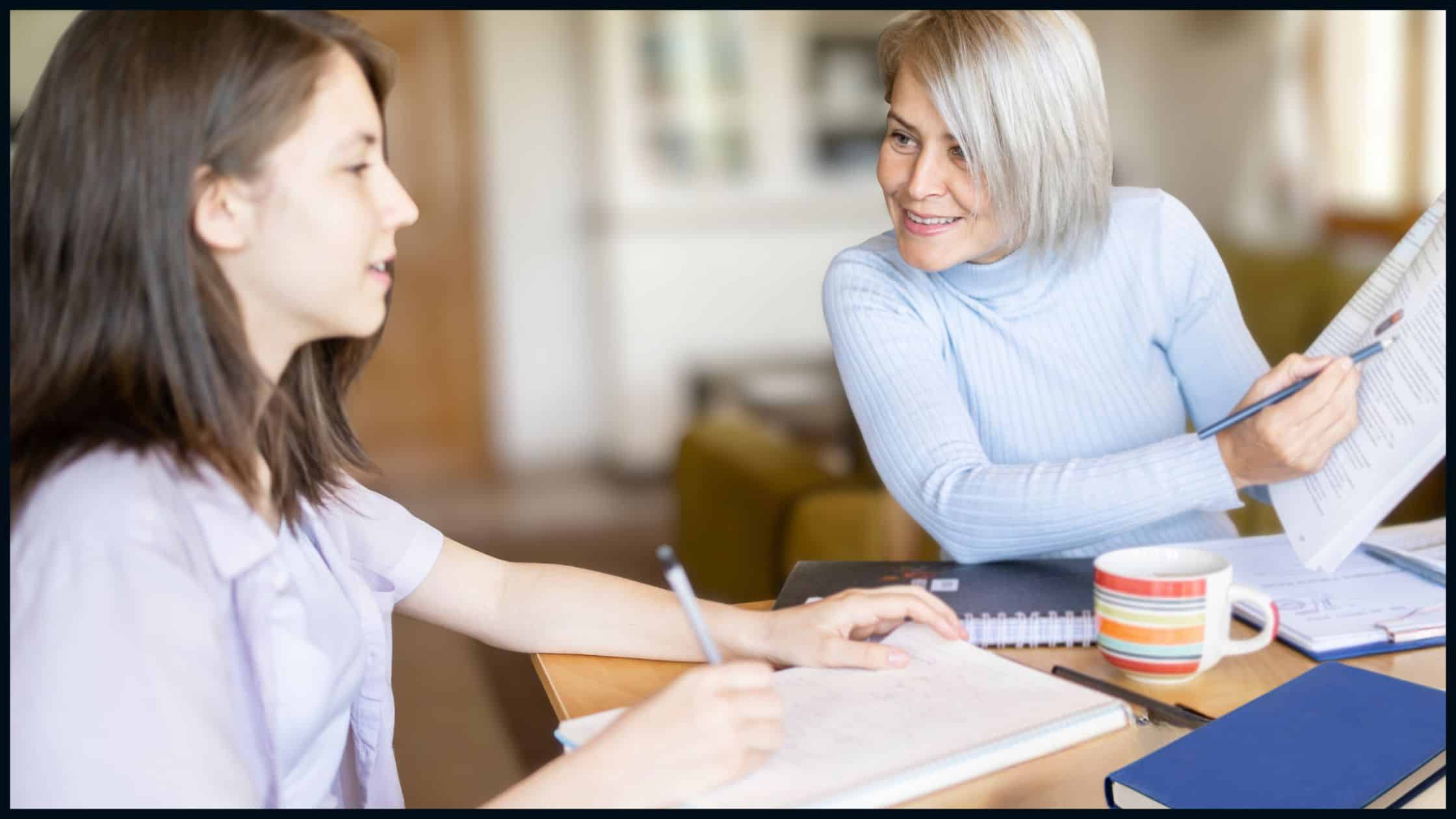 Parent and teen doing literary analysis