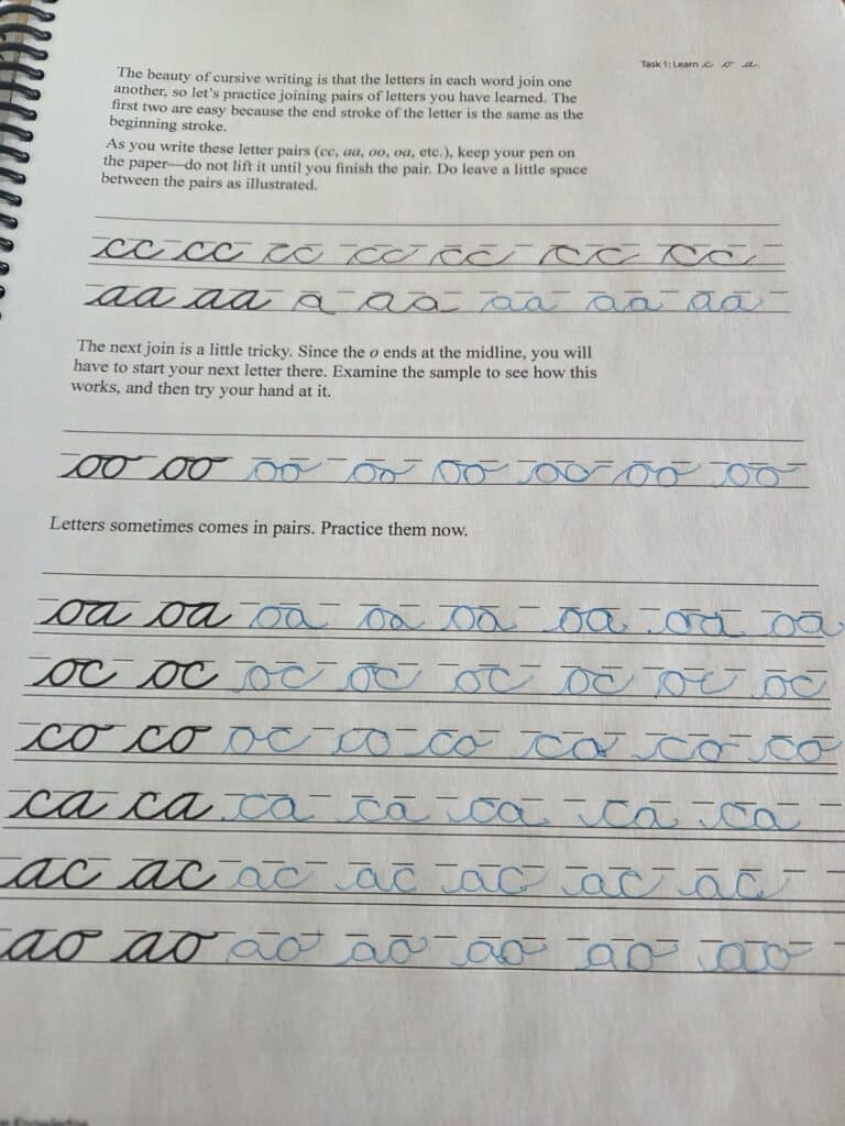sample of cursive writing